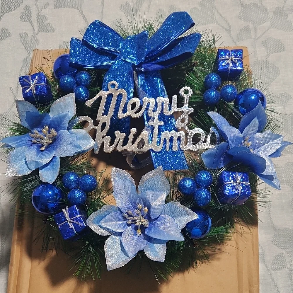 Blue and‎ Silver Holiday Wreath